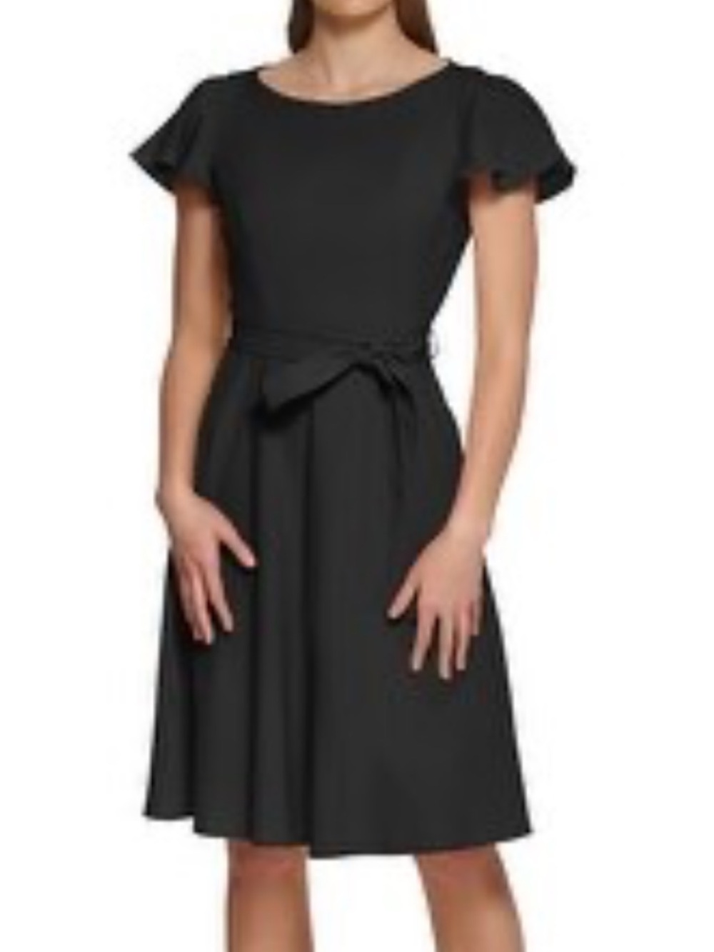 Classic Black Tie-Waist A-Line Dress Calvin Klein